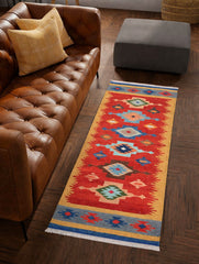 Handwoven Kilim Rug - Sunset Medallion (Length 6ft x Width 2ft)