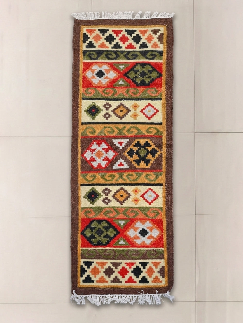 Handwoven Kilim Rug - Tribal Bands (Length 6ft x Width 2ft)