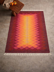 Handwoven Kilim Rug - Ember Gradient (Length 6ft x Width 2ft).