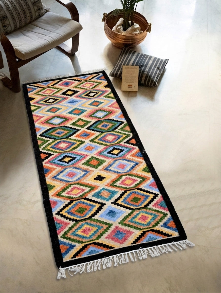 Handwoven Kilim Rug - Diamond Mosaic (Length 6ft x Width 2ft)
