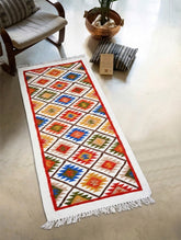 Handwoven Kilim Rug - Tribal Grid (Length 6 ft x Width 2ft)