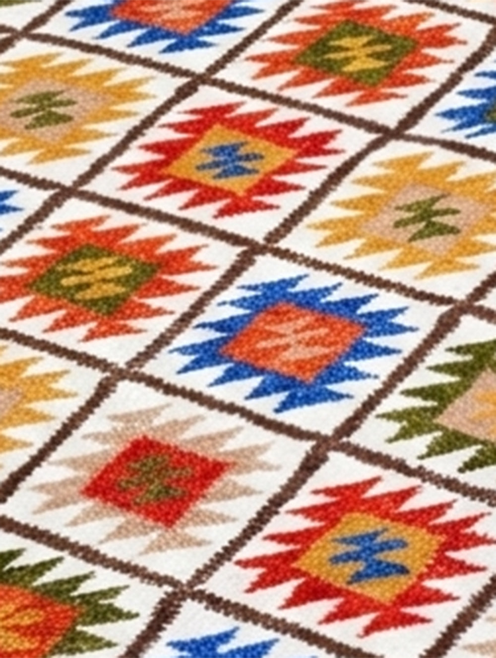 Handwoven Kilim Rug - Tribal Grid (Length 6 ft x Width 2ft)