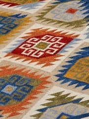 Handwoven Kilim Rug - Sapphire Heritage Medallion (Length 6 ft x Width 2ft)