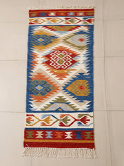 Handwoven Kilim Rug - Sapphire Heritage Medallion (Length 6 ft x Width 2ft)