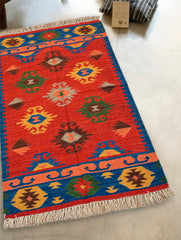 Handwoven Kilim Rug - Scarlet Medallion