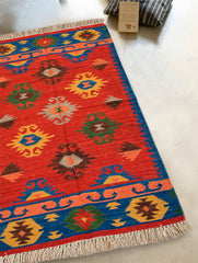 Handwoven Kilim Rug - Scarlet Medallion