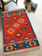 Handwoven Kilim Rug - Scarlet Medallion