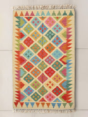 Handwoven Kilim Rug - Candy Mosaic (Length 5ft x Width 3ft)