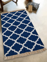 Handwoven Kilim Rug - Indigo Trellis
