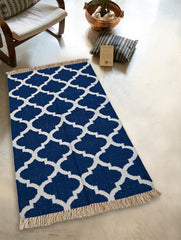 Handwoven Kilim Rug - Indigo Trellis