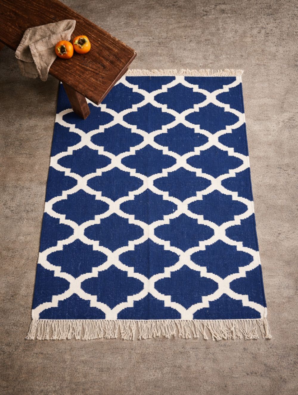 Handwoven Kilim Rug - Indigo Trellis