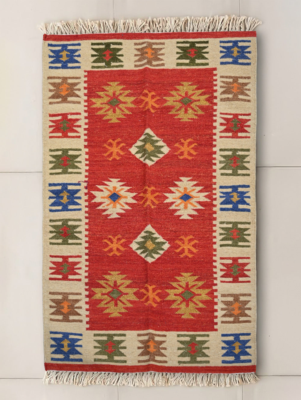 Handwoven Kilim Rug - Crimson Folk