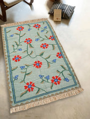 Handwoven Kilim Rug - Turquoise Garden