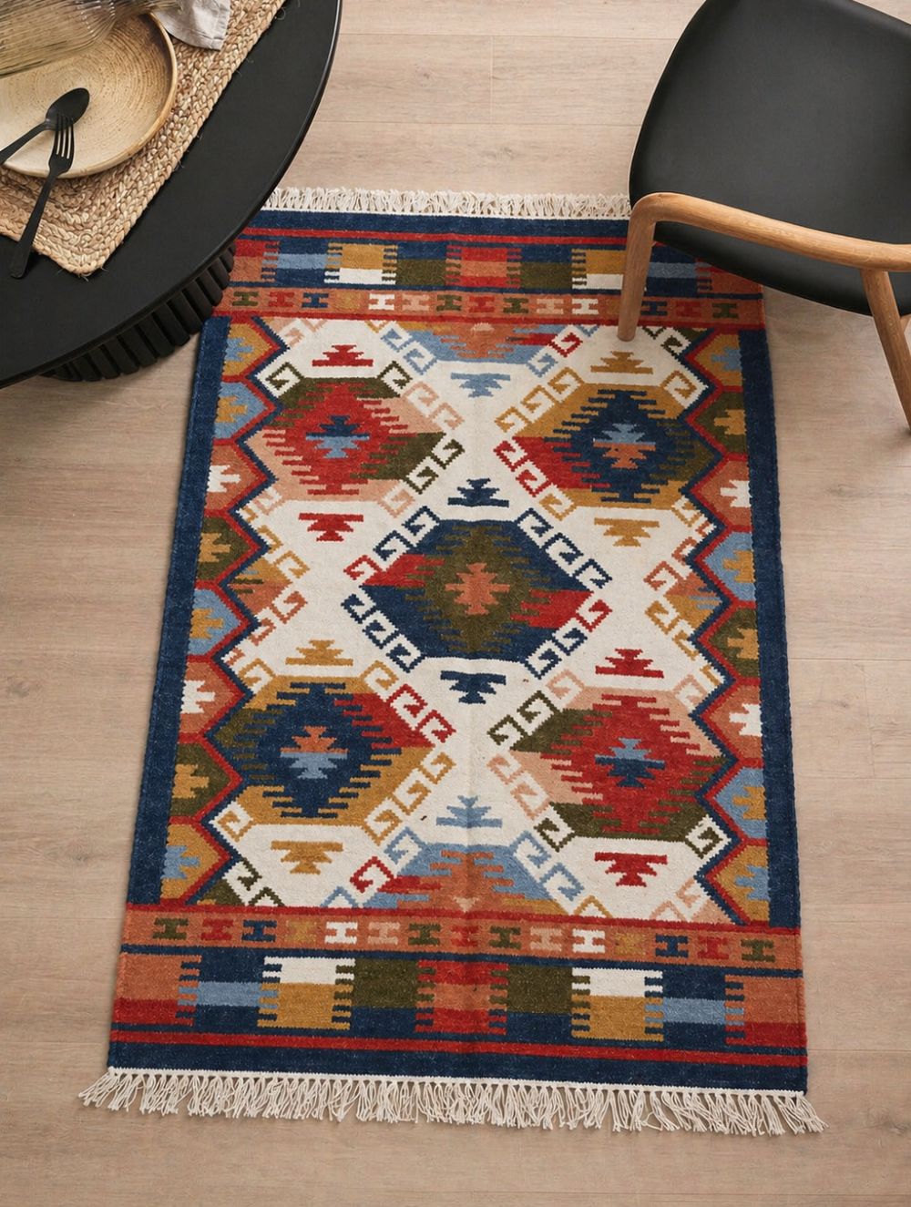 Handwoven Kilim Rug - Layered Diamonds