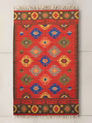Handwoven Kilim Rug - Rust Medallion