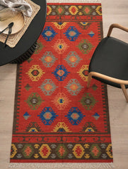 Handwoven Kilim Rug - Rust Medallion