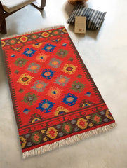 Handwoven Kilim Rug - Rust Medallion