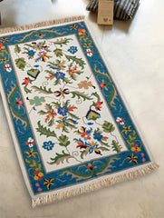 Handwoven Kilim Rug - Teal Garden