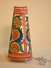 Andhra Leather Craft Lamp Shade - Blue Raga. Height - 17 inches