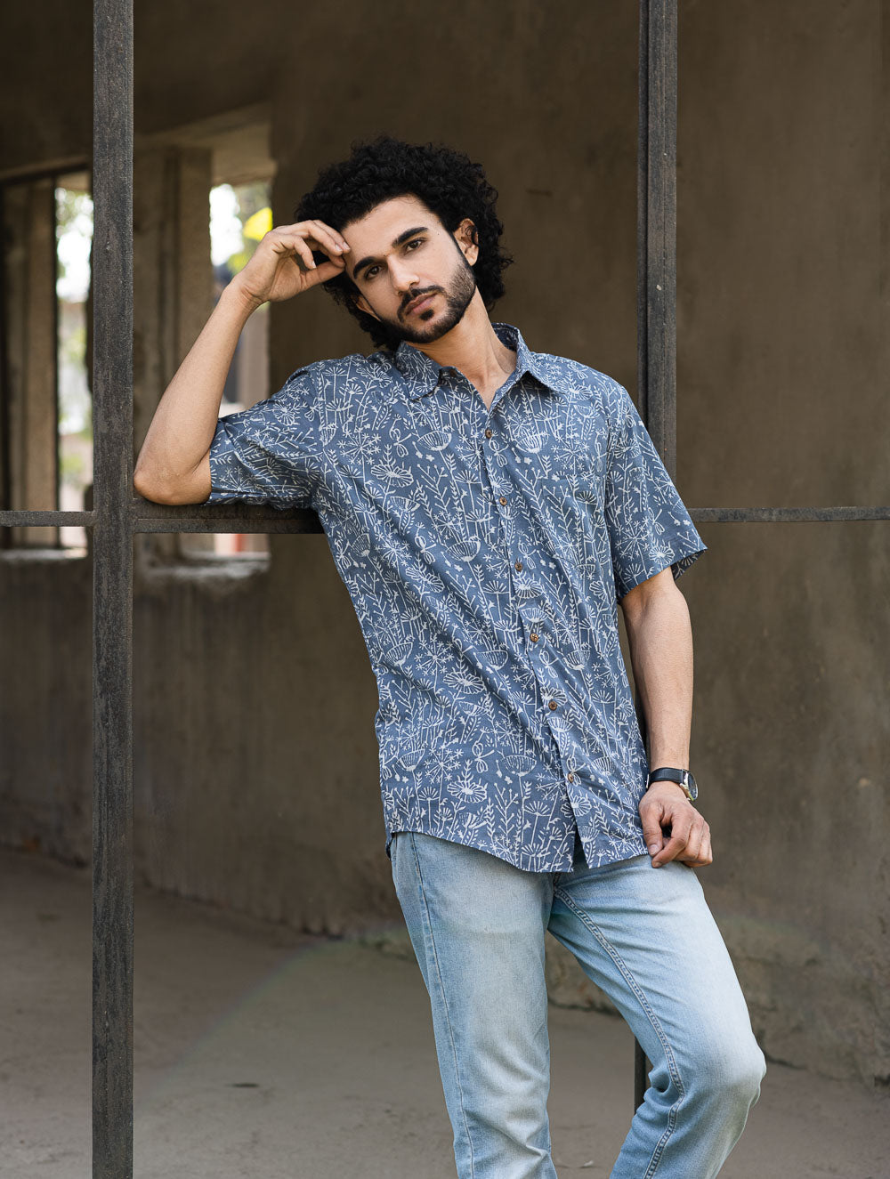 Dabu Hand Block Printed Cotton Shirt - Lavender Summer