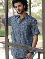 Dabu Hand Block Printed Cotton Shirt - Lavender Summer