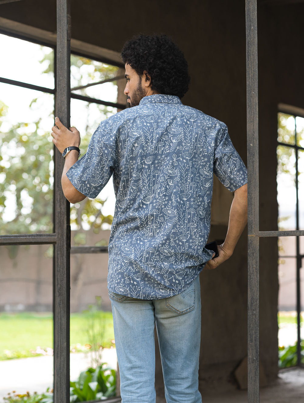 Dabu Hand Block Printed Cotton Shirt - Lavender Summer