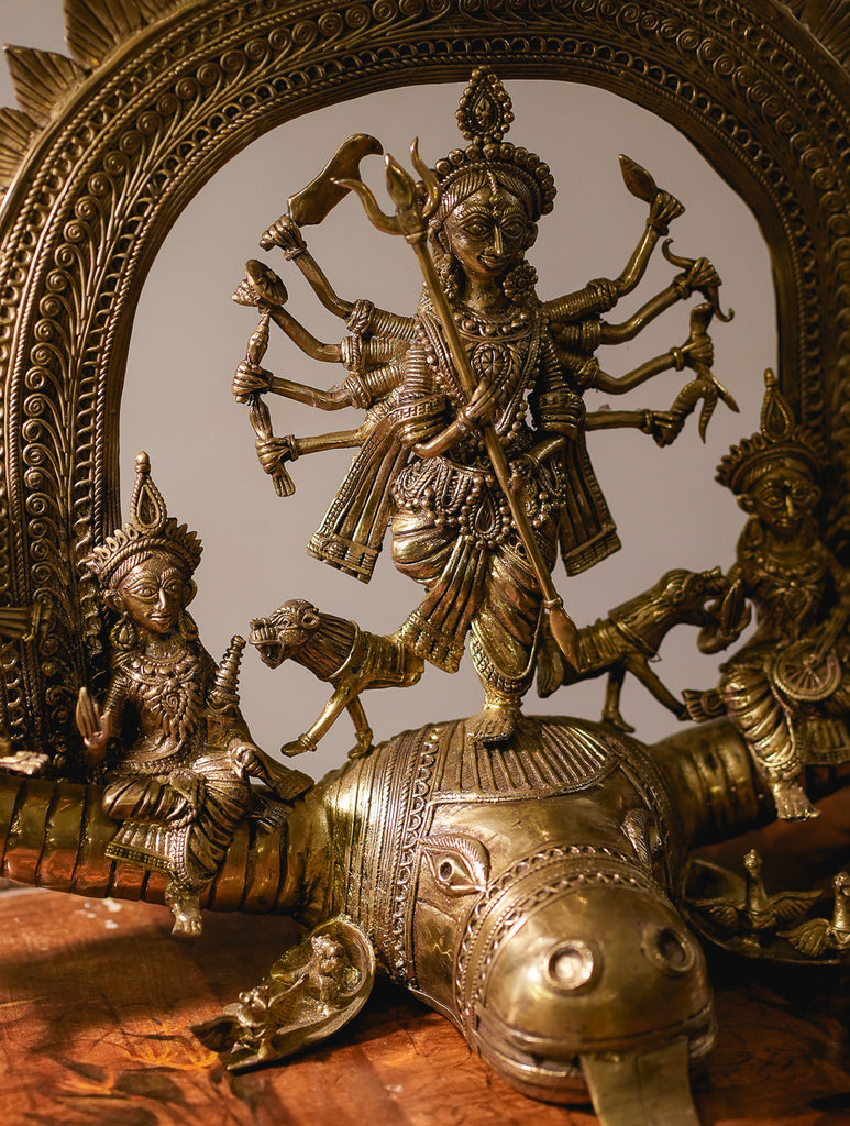 Dhokra Craft Curio - Durga Mardini