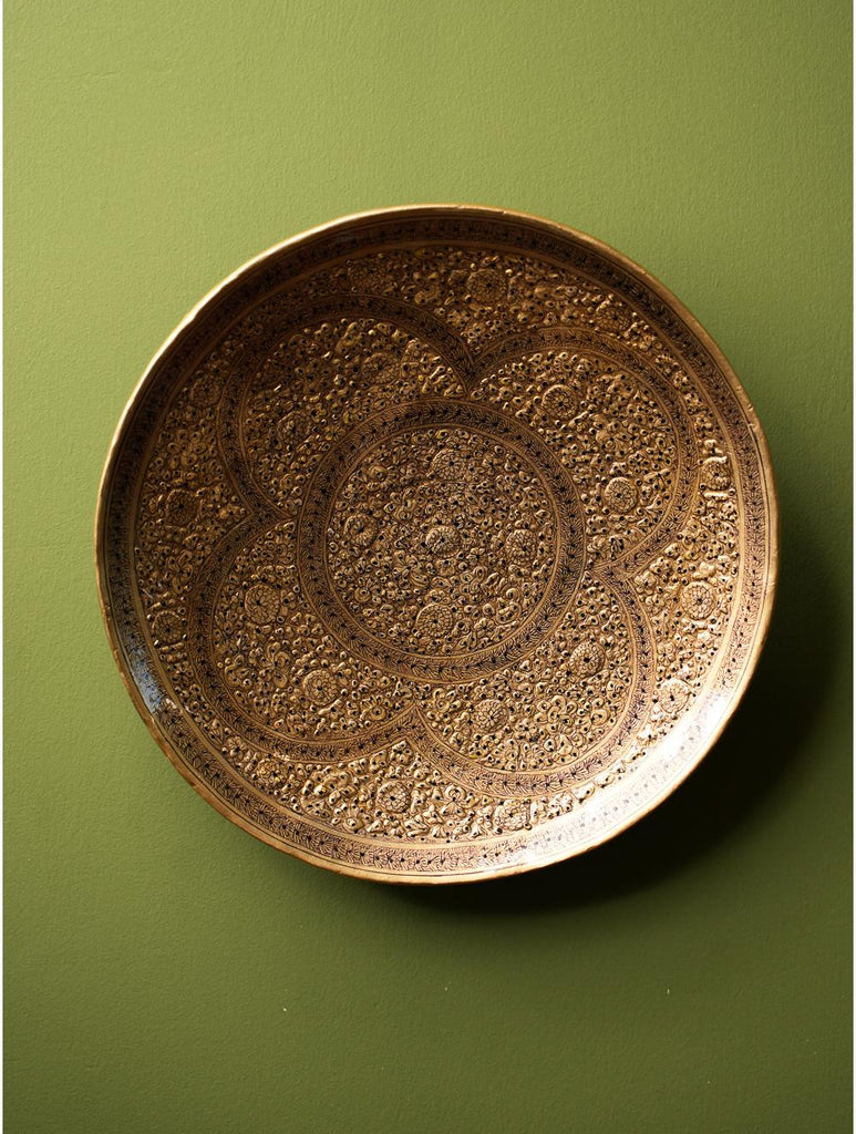 Exclusive Kashmiri Art Wall Plate - Gold Ornate