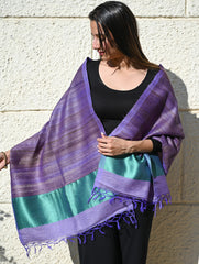 Exclusive Bhagalpur Tussar Silk Stole - Amethyst Tide