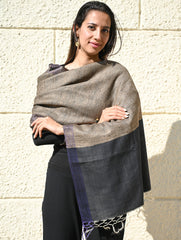 Exclusive Bhagalpur Tussar Silk Stole - Black Sea