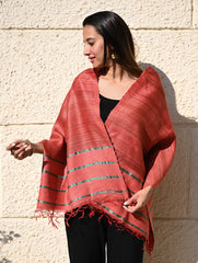 Exclusive Bhagalpur Tussar Silk Stole - Coral Sea