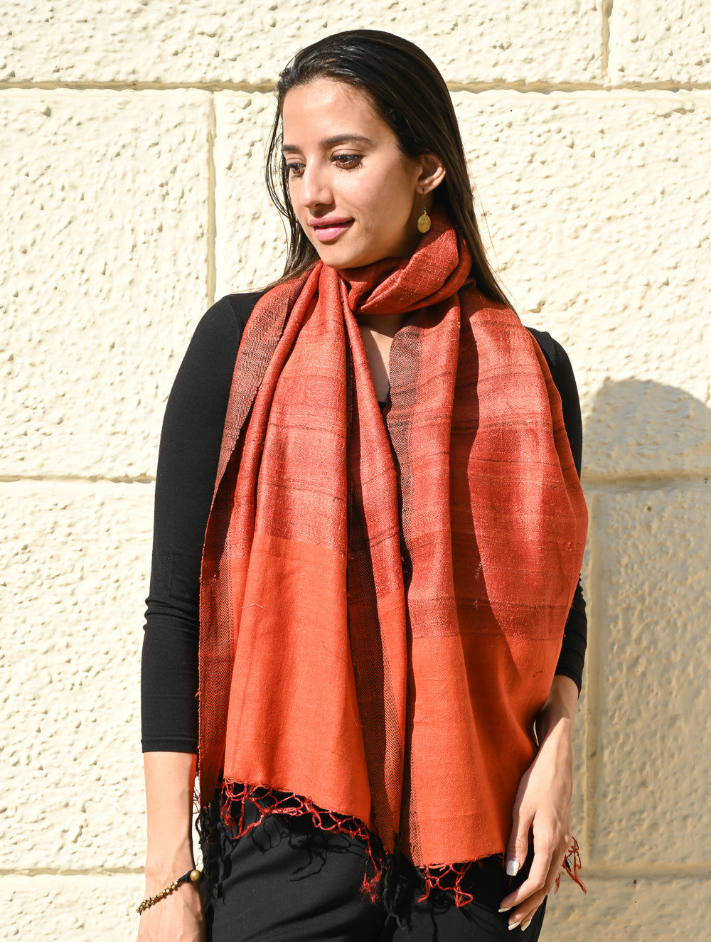 Exclusive Bhagalpur Tussar Silk Stole - Sundown Mist