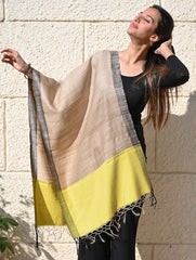 Exclusive Bhagalpur Tussar Silk Stole - Sunkissed Beige