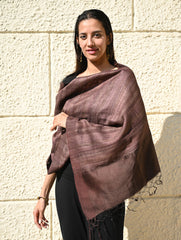 Exclusive Bhagalpur Tussar Silk Stole - Taupe Smoked