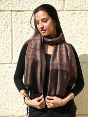 Exclusive Bhagalpur Tussar Silk Stole - Taupe Smoked