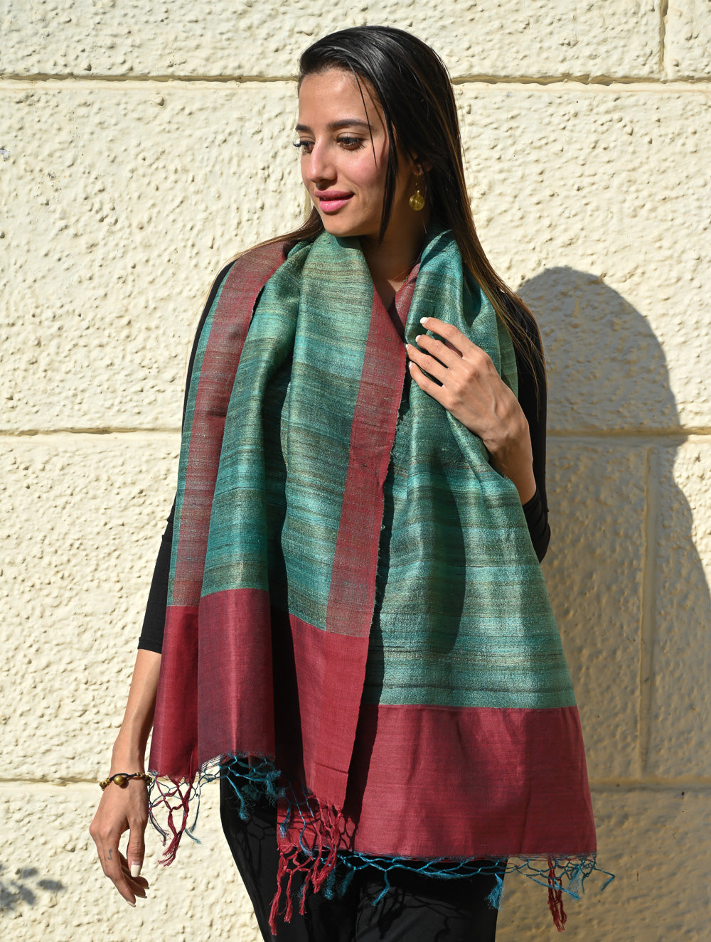 Exclusive Bhagalpur Tussar Silk Stole - Wild Forest