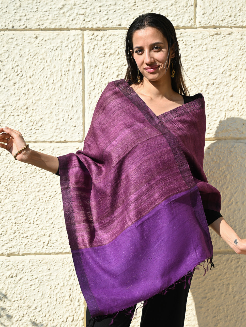 Exclusive Bhagalpur Tussar Silk Stole - A Mulberry Touch