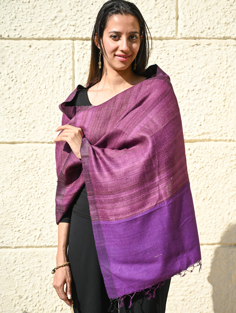 Exclusive Bhagalpur Tussar Silk Stole - A Mulberry Touch
