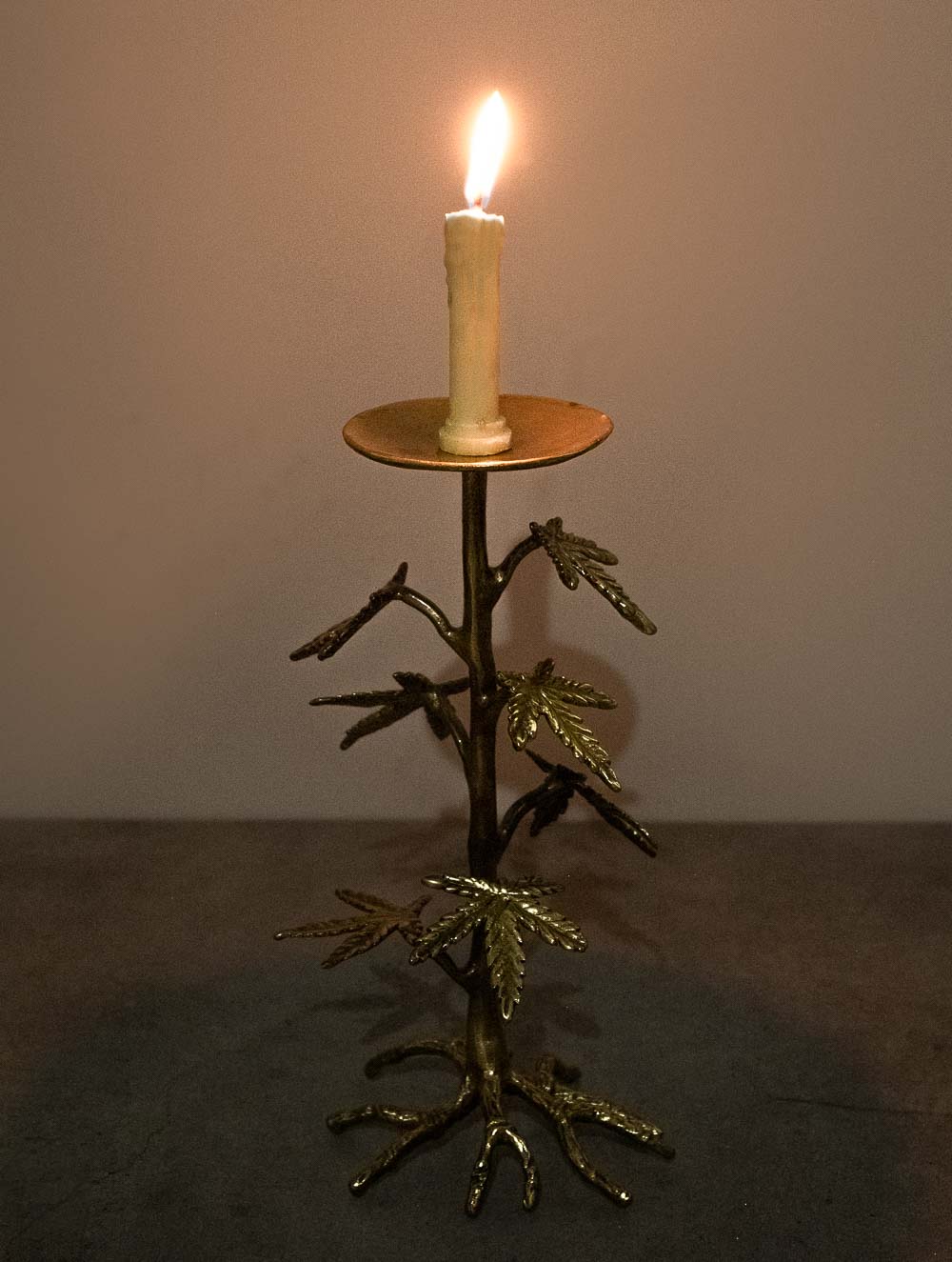 Exclusive Brass Candle Stand - Leaves