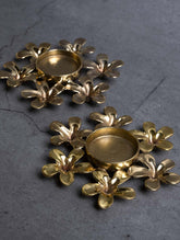 Exclusive Brass Tealight Holders (Set of 2) - Champa Flowers