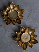 Exclusive Brass Tealight Holders (Set of 2) - Lotus