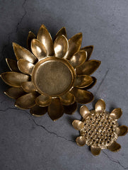 Exclusive Brass Tealight & Incense Holder - Waterlily