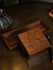 Exclusive Handcrafted Tarakashi Wooden Desk Set - Paisley (2 Pc Set)