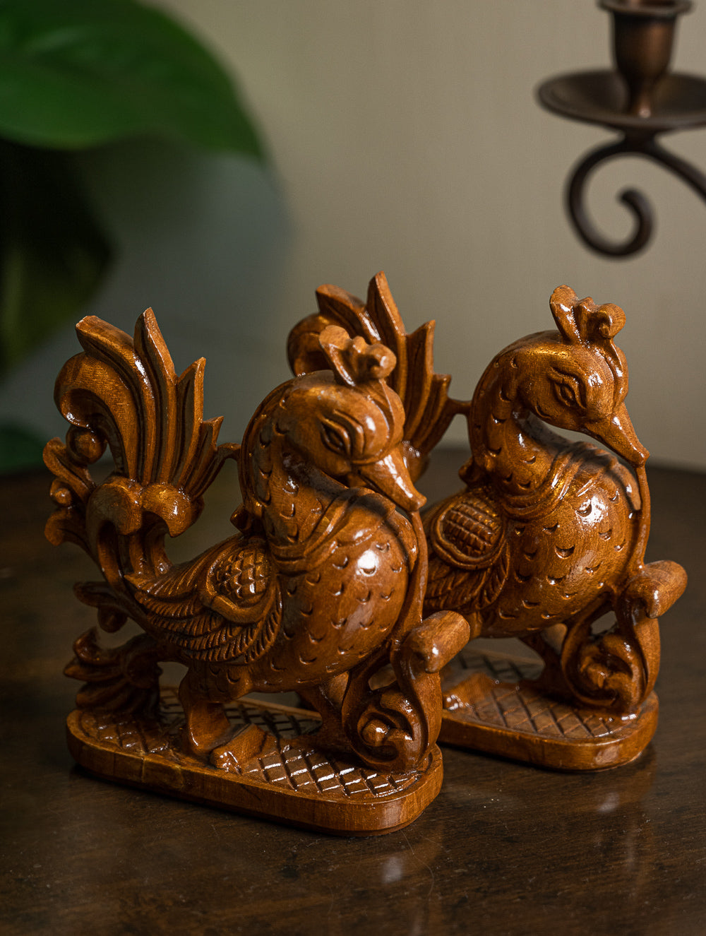Exclusive Karnataka Wood Carving Curios - Hansa (2 Pc Set)