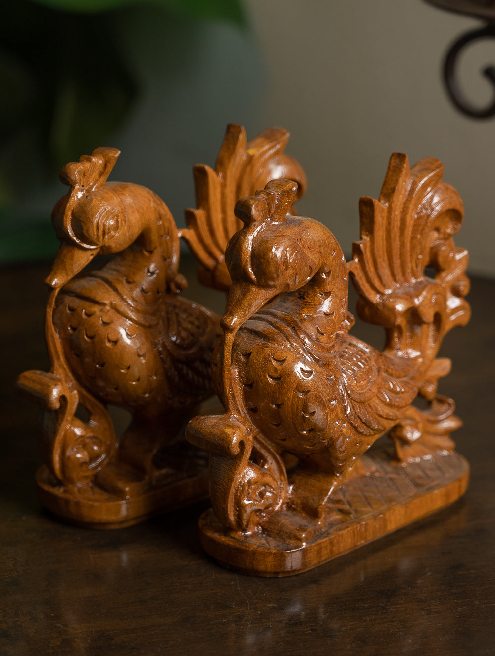 Exclusive Karnataka Wood Carving Curios - Hansa (2 Pc Set)