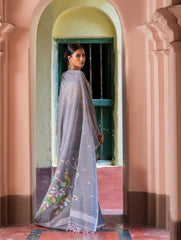 Exclusive Soft Handwoven Bengal Cotton Jamdani Saree - Forest Tales