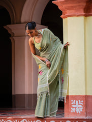 Exclusive Soft Handwoven Bengal Cotton Jamdani Saree - Pakher Bhor