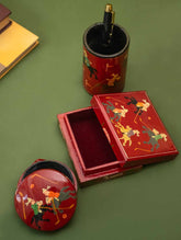 Exclusive, Fine Kashmiri Art Desk Set - Red Polo (Set of 3)