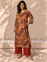 Exclusive, Authentic Kalamkari Cotton Loose Fit Kurta Set - Red Flora (2 pc set)