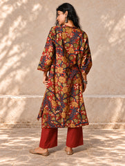 Exclusive, Authentic Kalamkari Cotton Loose Fit Kurta Set - Red Flora (2 pc set)